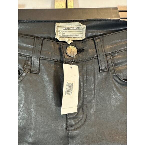 NEW CURRENT/ELLIOTT 28 Stiletto Black Coated High Waist Ankle Skinny Jean D50 - Picture 3 of 7